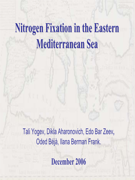 Nitrogen Fixation in the Eastern Mediterranean