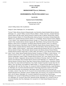 Massachusetts V. EPA, 549 US 497 - Supreme Court 2007 - Google Scholar