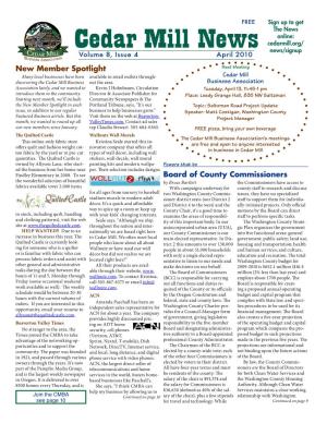 Cedar Mill Business Association Member News
