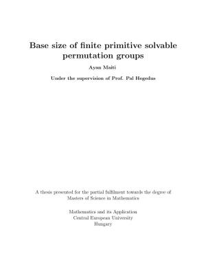 Base Size of Finite Primitive Solvable Permutation Groups