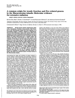 In the Macaronesian Islands: Molecular Evidence for Extensive Radiation (Adaptive Radiation/Molecular Evolution/Biogeography) SEUNG-CHUL KIM*, DANIEL J