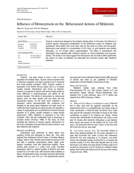 Influence of Demoxytocin on the Behavioural Actions of Melatonin Manoj G