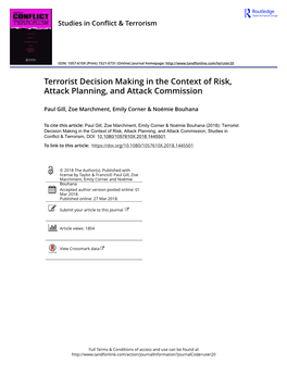 Terrorist Decision Making in the Context of Risk, Attack Planning, and Attack Commission