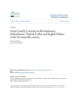 Turkish Coffee and English Politics in the Seventeenth Century" (2005)