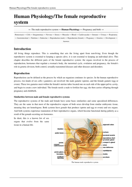 Human Physiology/The Female Reproductive System 1 Human Physiology/The Female Reproductive System