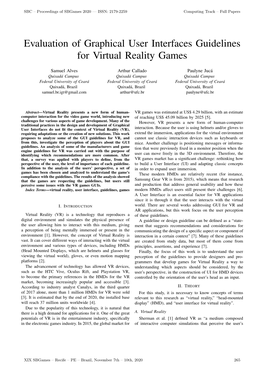 Evaluation of Graphical User Interfaces Guidelines for Virtual Reality Games