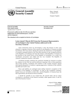 General Assembly Security Council Sixty-Ninth Session Seventieth Year Agenda Items 33 and 38