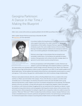 Georgina Parkinson: a Dancer in Her Time / Making the Blueprint