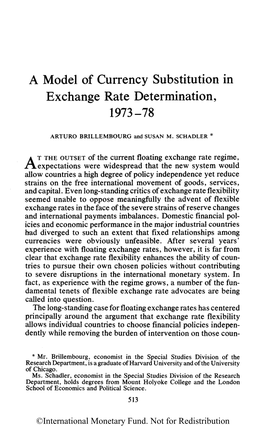 A Model of Currency Substitution in Exchange Rate Determination, 1973-78