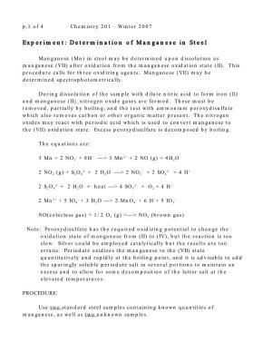 Experiment: Determination of Manganese in Steel