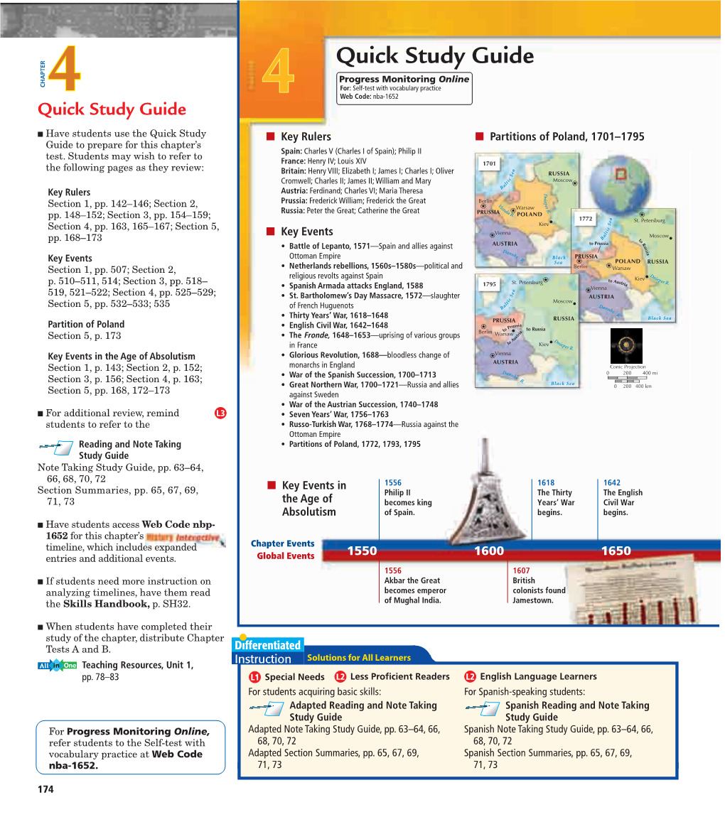 Quick Study Guide Progress Monitoring Online CHAPTER For: Self-Test with Vocabulary Practice 4 4 Web Code: Nba-1652 Quick Study Guide