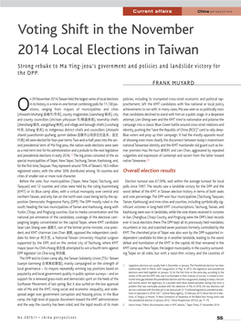 Voting Shift in the November 2014 Local Elections in Taiwan