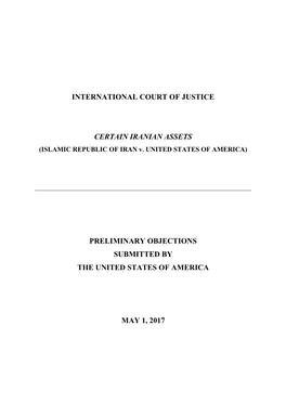 Preliminary Objections Submitted by the United States of America