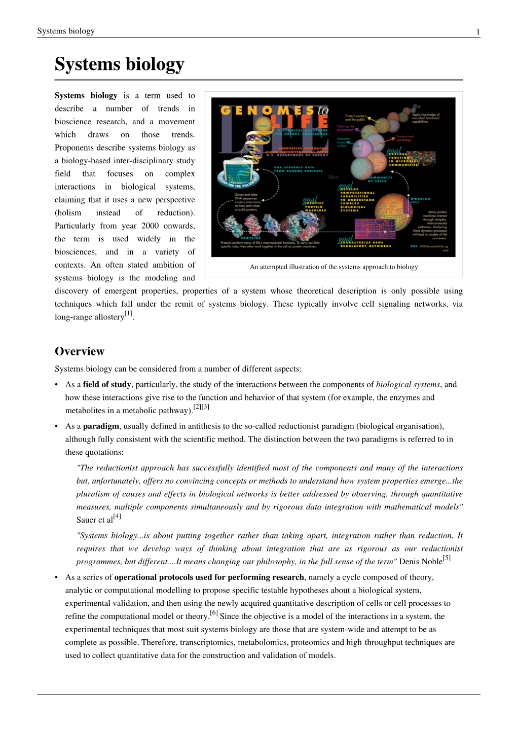 Systems Biology 1 Systems Biology