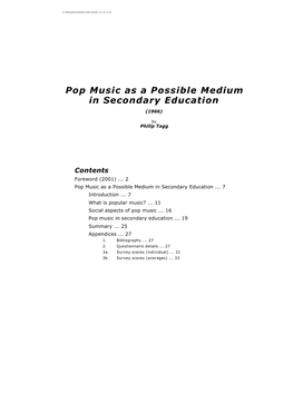 Pop Music As a Possible Medium in Secondary Education (1966)