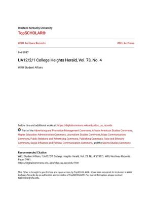 UA12/2/1 College Heights Herald, Vol. 73, No. 4
