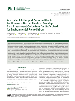 Analysis of Arthropod Communities in Sunflower-Cultivated Fields to Develop Risk Assessment Guidelines for LMO Used for Environm