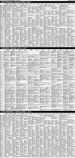 Early Morning • Monday, April 2, 2012 Primetime