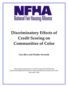 Discriminatory Effects of Credit Scoring on Communities of Color