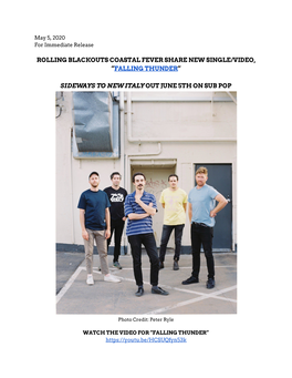 Rolling Blackouts Coastal Fever Share New Single/Video