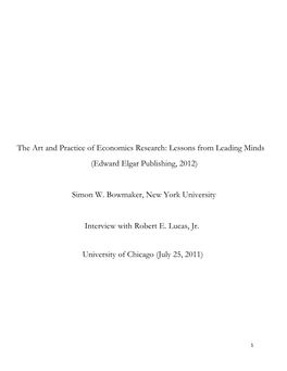 The Art and Practice of Economics Research: Lessons from Leading Minds (Edward Elgar Publishing, 2012) Simon W. Bowmaker, New Yo