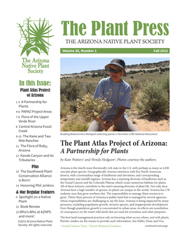 The Plant Press the ARIZONA NATIVE PLANT SOCIETY