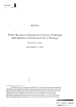 KENYA Water Resources Management Issues, Challenges