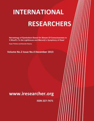 International Researcher Volume No.2 Issue No4. December 2013 INTERNATIONALINTERNATIONAL RESEARCHERSRESEARCHERS