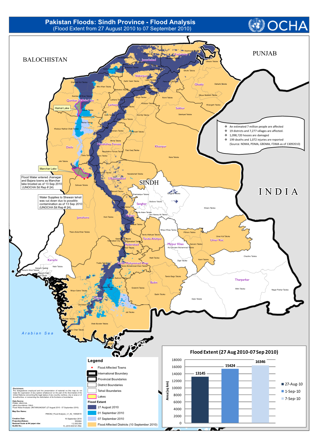 Sindh Province - Flood Analysis (Flood Extent from 27 August 2010 to 07 September 2010)