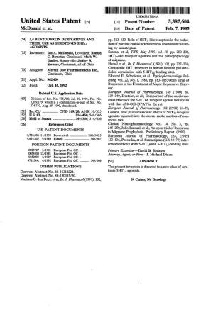 United States Patent 19 11) Patent Number: 5,387,604 Mcdonald Et Al
