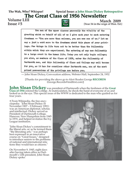 The Great Class of 1956 Newsletter