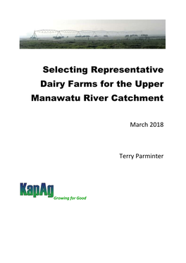 Selecting Representative Dairy Farms for the Upper Manawatu River Catchment