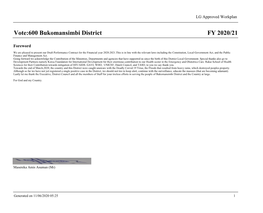 FY 2020/21 Vote:600 Bukomansimbi District