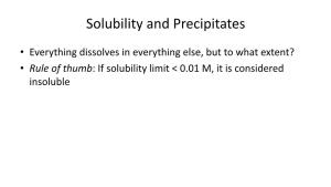 Solubility and Precipitates