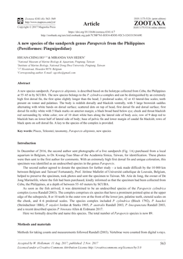 A New Species of the Sandperch Genus Parapercis from the Philippines (Perciformes: Pinguipedidae)