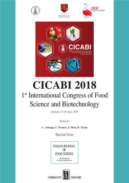 CICABI 2018 1St International Congress of Food Science and Biotechnology Ambato, 25-29 June 2018