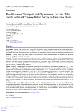 The Attitudes of Therapists and Physicians on the Use of Sex Robots in Sexual Therapy: Online Survey and Interview Study