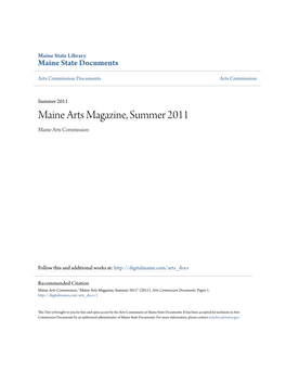 Maine Arts Magazine, Summer 2011 Maine Arts Commission