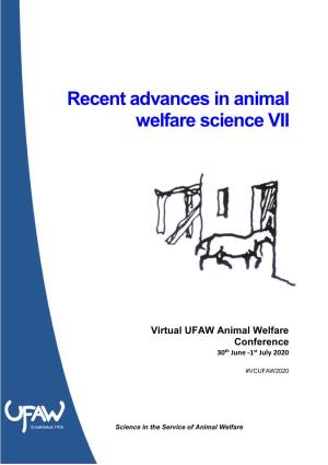Recent Advances in Animal Welfare Science VII