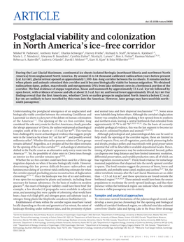 Postglacial Viability and Colonization in North America's Ice-Free Corridor