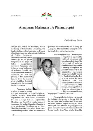 Annapurna Maharana : a Philanthropist