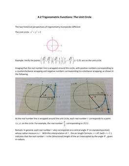 4.2 Trigonometric Functions: the Unit Circle