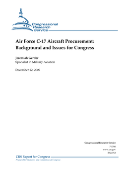 Air Force C-17 Aircraft Procurement: Background and Issues for Congress