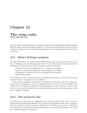 Chapter 12 the Cross Ratio