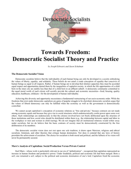 Democratic Socialist Theory and Practice