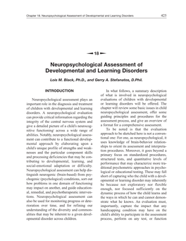 Neuropsychological Assessment of Developmental and Learning Disorders 425