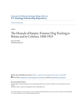 The Hounds of Empire: Forensic Dog Tracking in Britain and Its Colonies, 1888-1953, 35 Law and History Review 621 (2017)