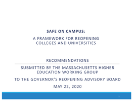 Framework for Reopening Massachusetts Colleges And