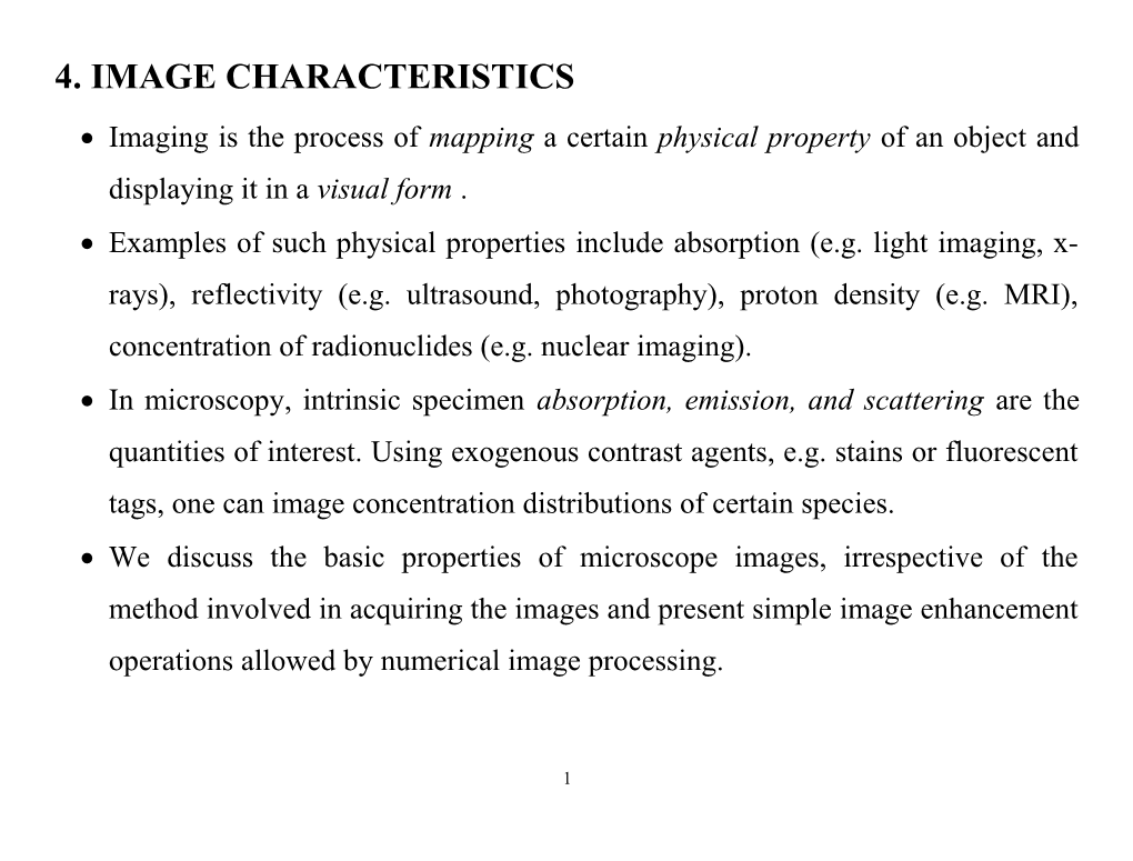 4. Image Characteristics