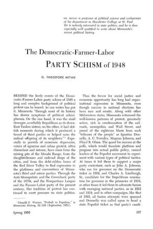 The Democratic-Farmer-Labor Party Schism of 1948
